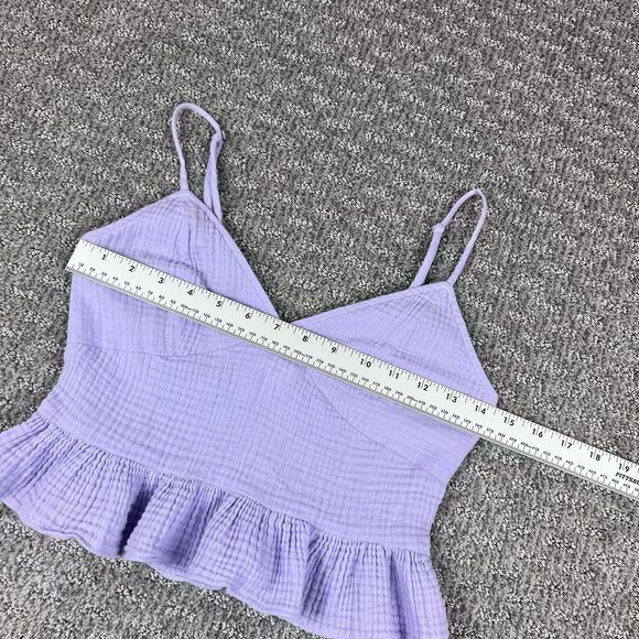 BP Top Womens Extra Small Cropped Peplum Bustier Cami Tank Ruffle Coastal Purple - Picture 7 of 10
